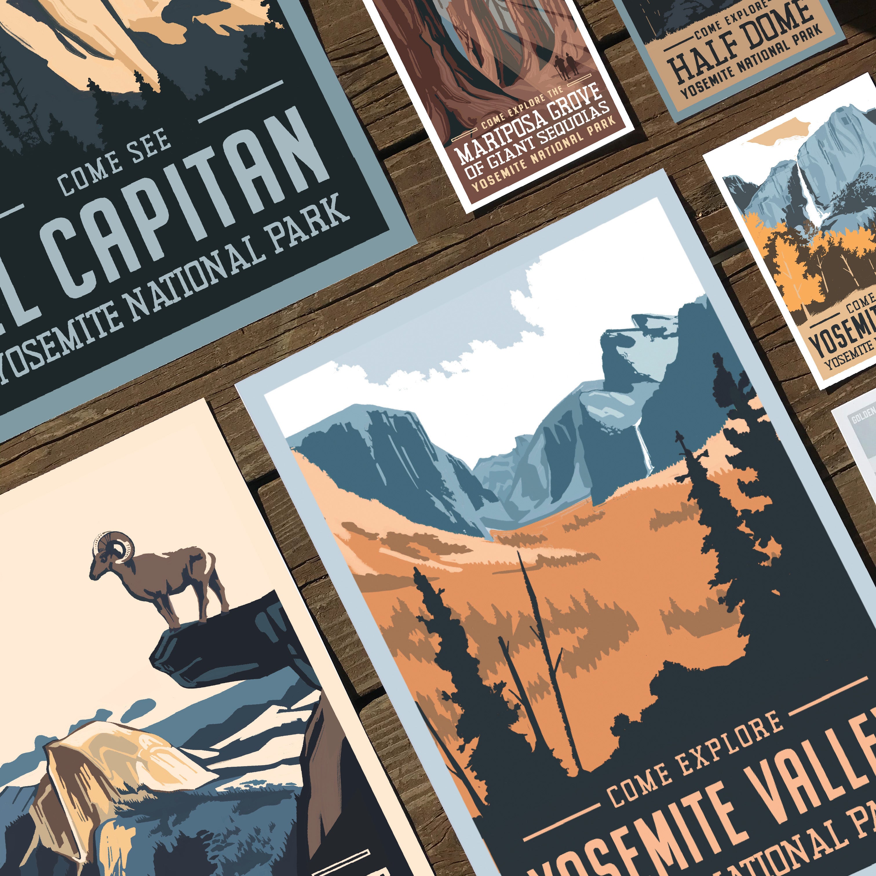 El Capitan Yosemite Art Deco Poster Puzzle - 500 Piece Premium Jigsaw, Made In USA