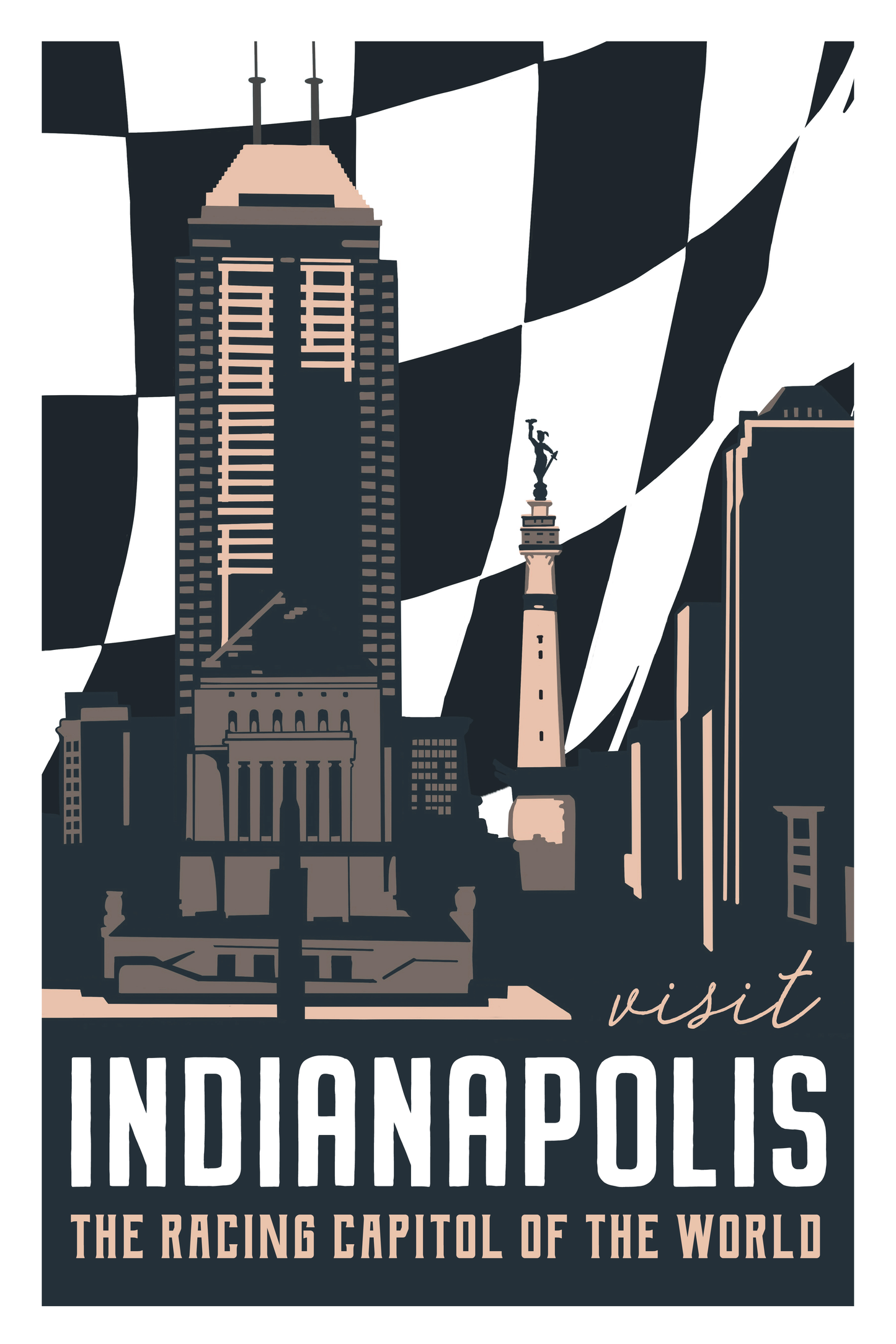Indianapolis, Indiana Travel Poster (Racing Capitol)