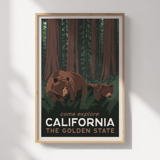 California Grizzly Travel Poster