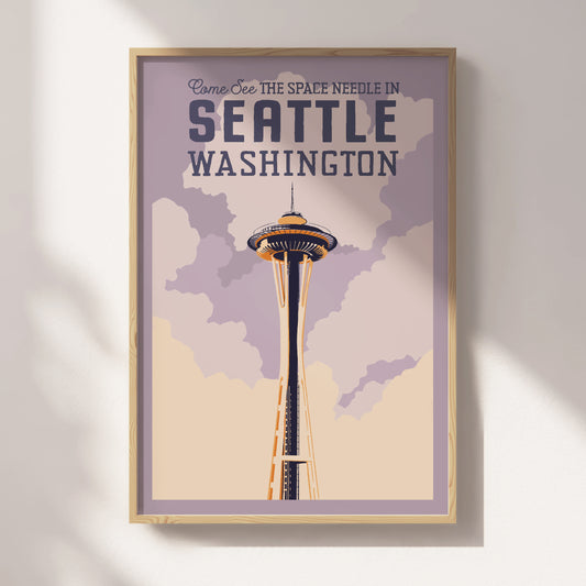 Space Needle in Seattle, Washington Travel Poster