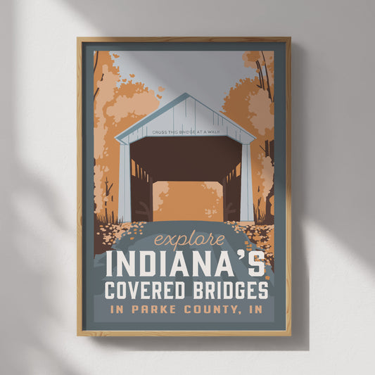 Covered Bridges of Indiana Travel Poster