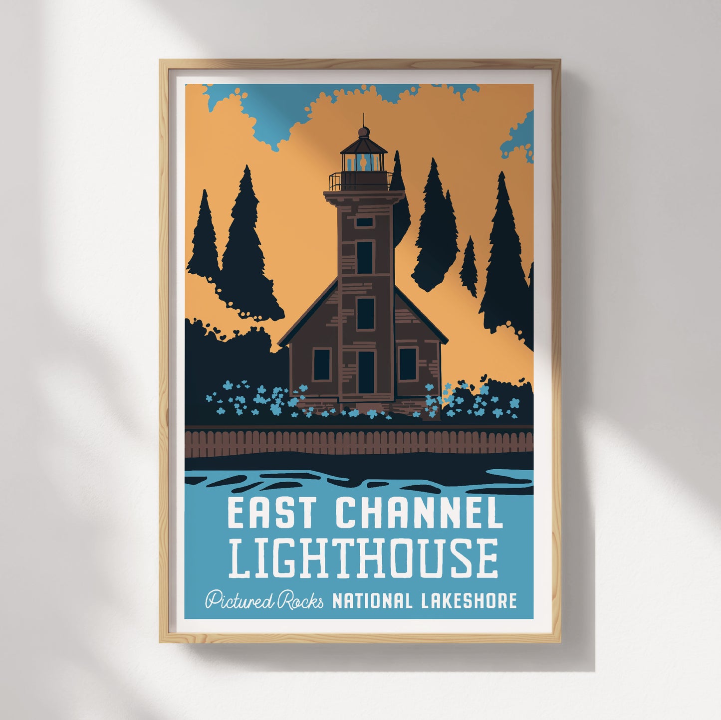 East Channel Lighthouse, Pictured Rocks National Lakeshore Travel Poster