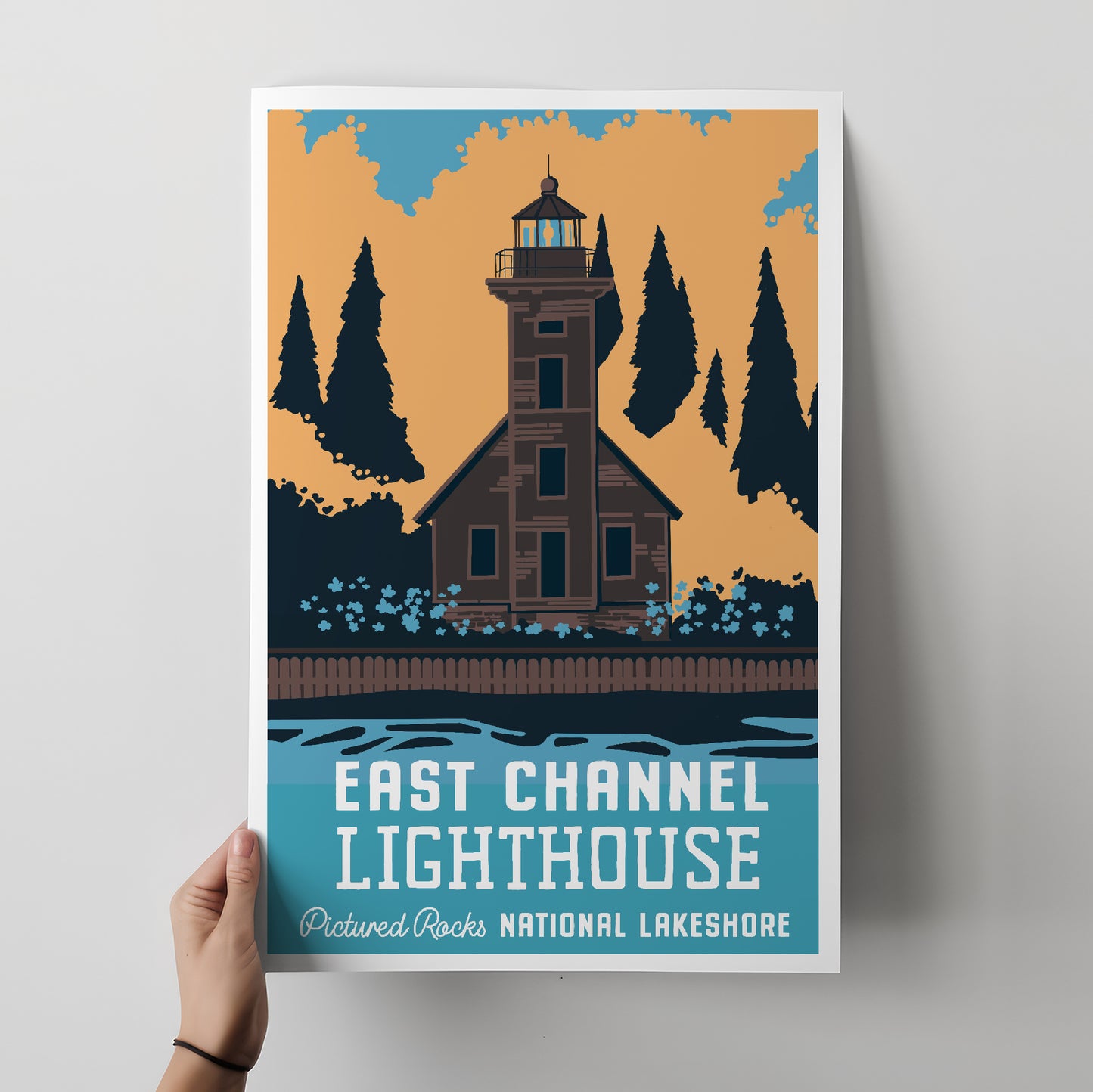 East Channel Lighthouse, Pictured Rocks National Lakeshore Travel Poster