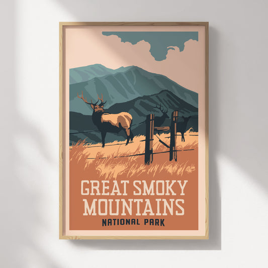 Great Smoky Mountains National Park Elk Travel Poster