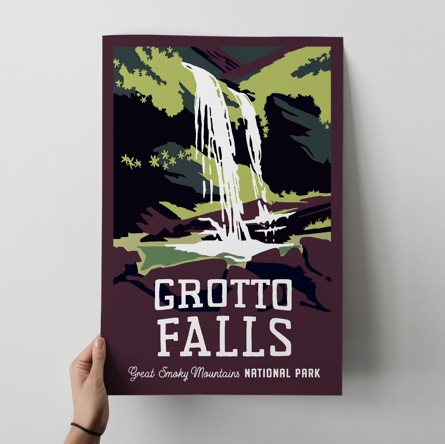 GSMNP Grotto Falls Travel Poster