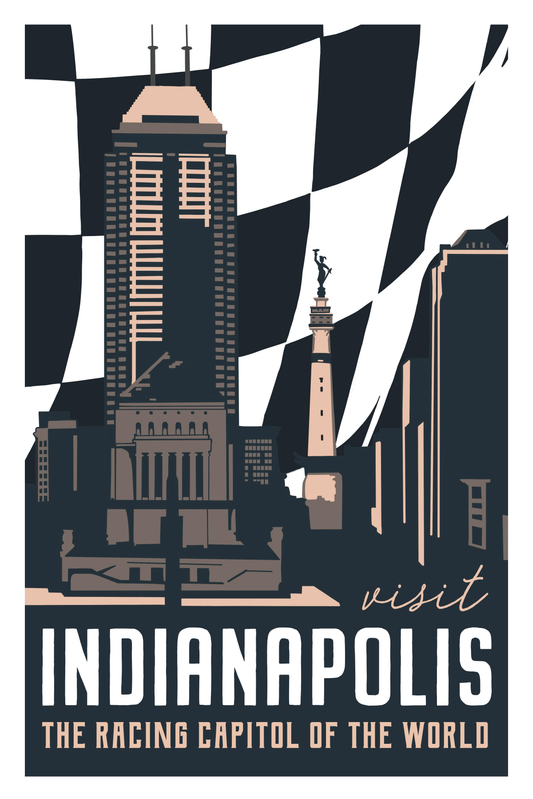 Indianapolis, Indiana Travel Poster (Racing Capitol)