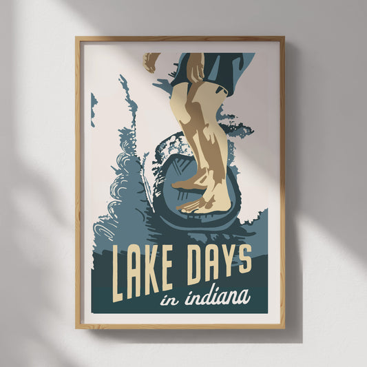 Lake Days in Indiana Travel Poster