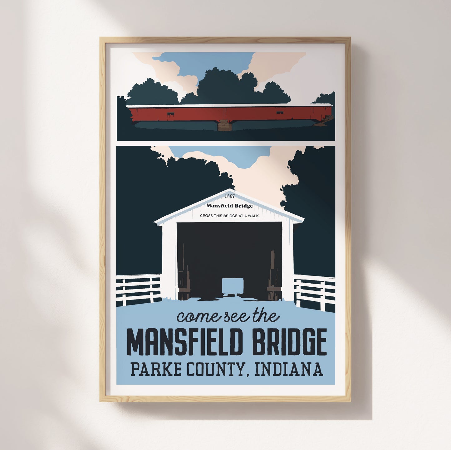 Mansfield Covered Bridge Travel Poster