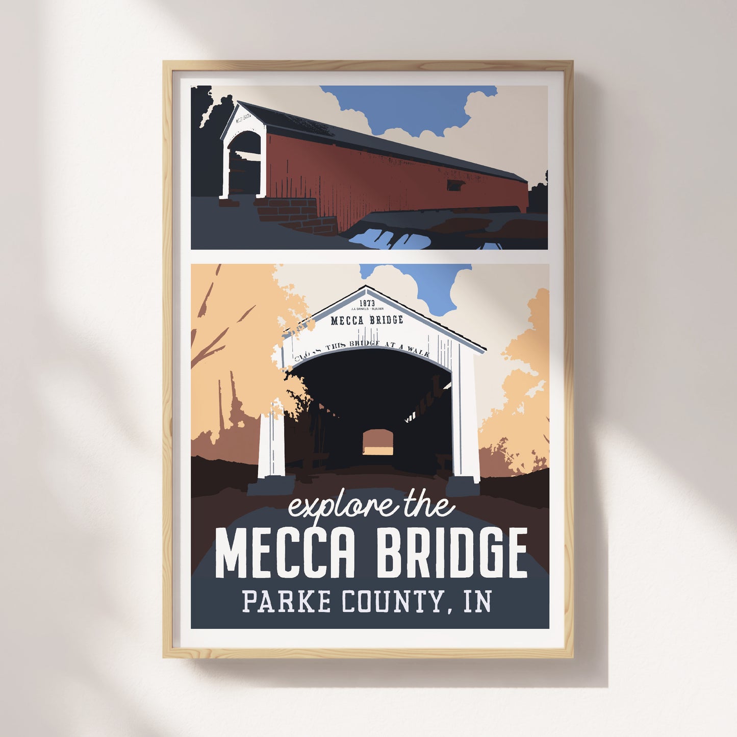 Mecca Bridge Covered Bridge Travel Poster