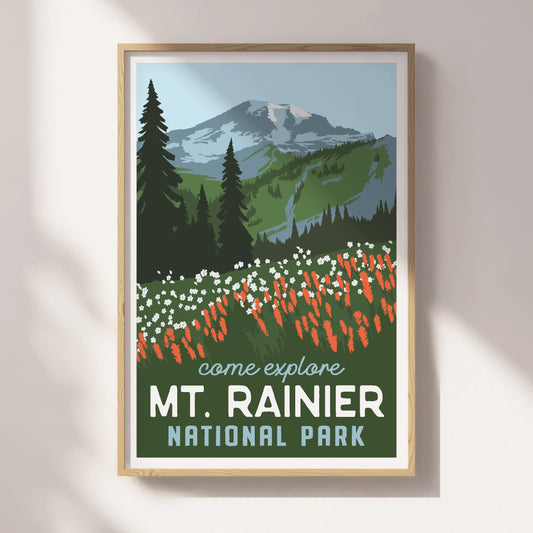 Mount Rainer National Park Travel Poster