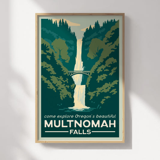 Multnomah Falls, Oregon Travel Poster