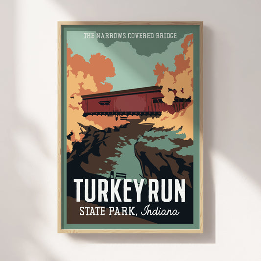 The Narrows Covered Bridge of Turkey Run State Park Travel Poster