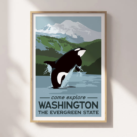 Washington Orca Travel Poster