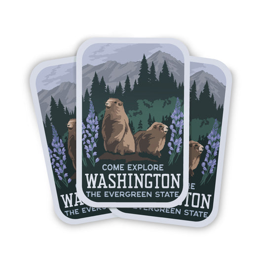 MS Washington State Olympic Marmot Stickers - Pack of 50 for Wholesale